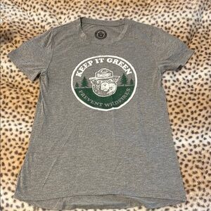 Gray T-Shirt with Green Smokey Bear Graphic
